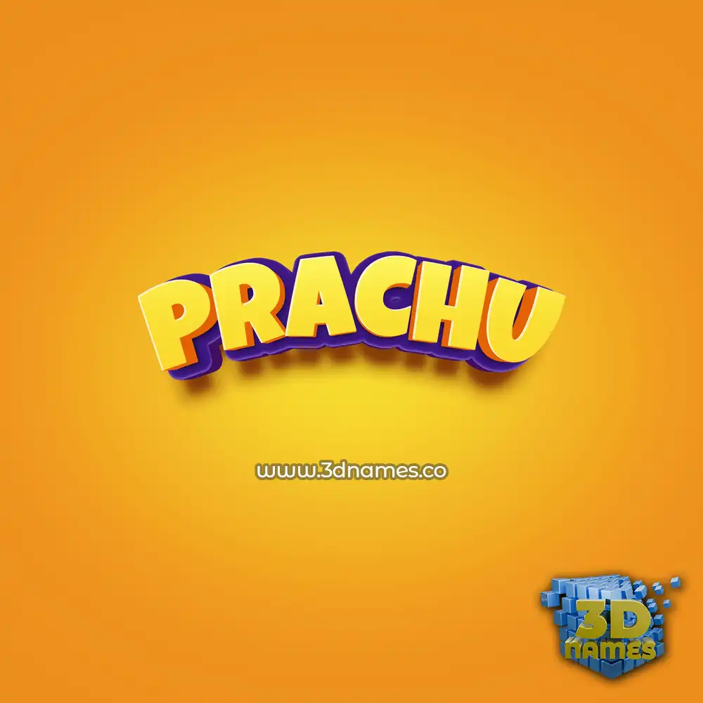 prachu in Orange Toon style - 3D name wallpaper