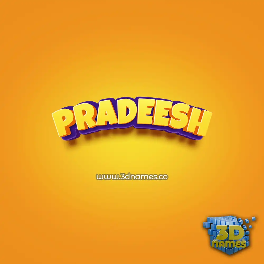 pradeesh in Orange Toon style - 3D name wallpaper