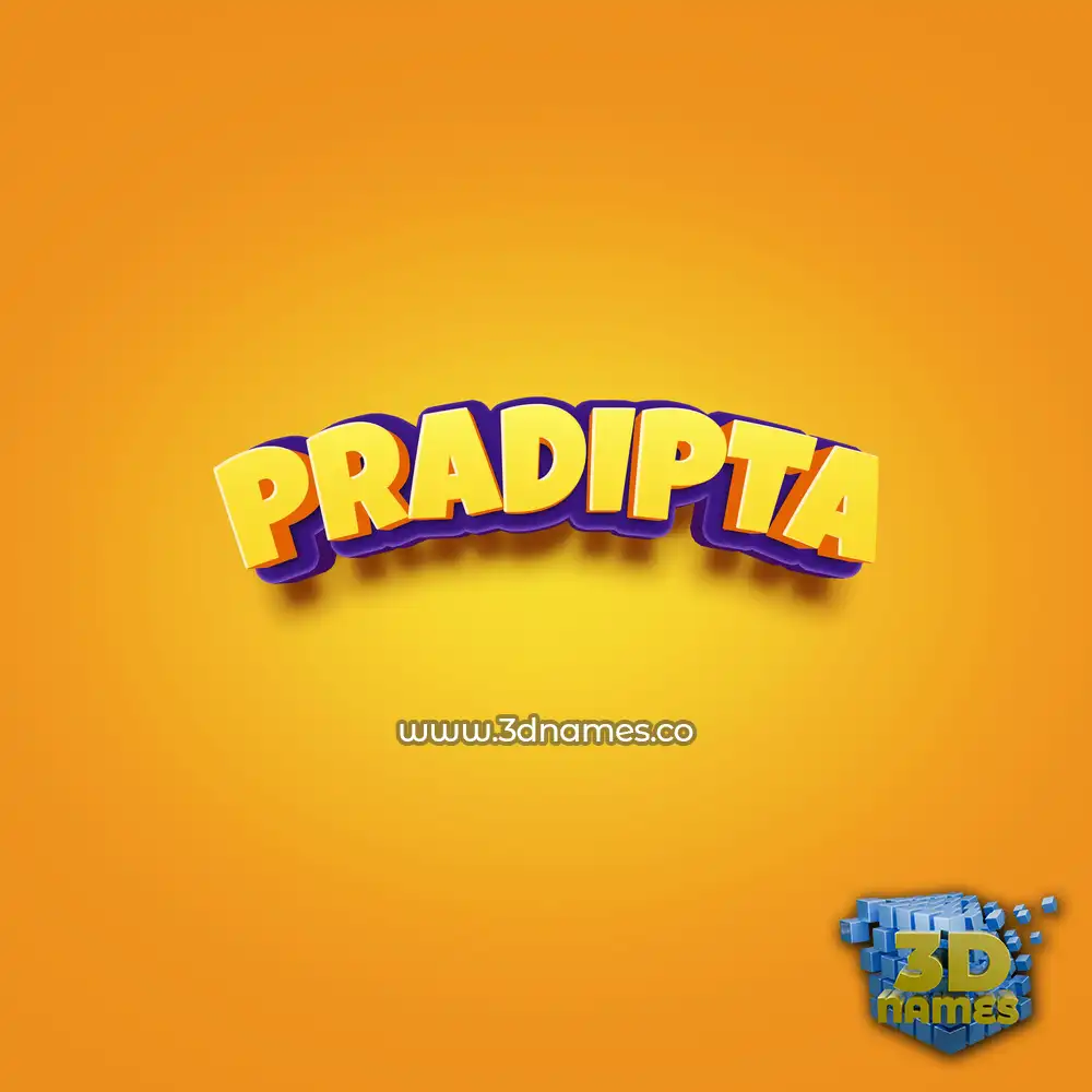 pradipta in Orange Toon style - 3D name wallpaper