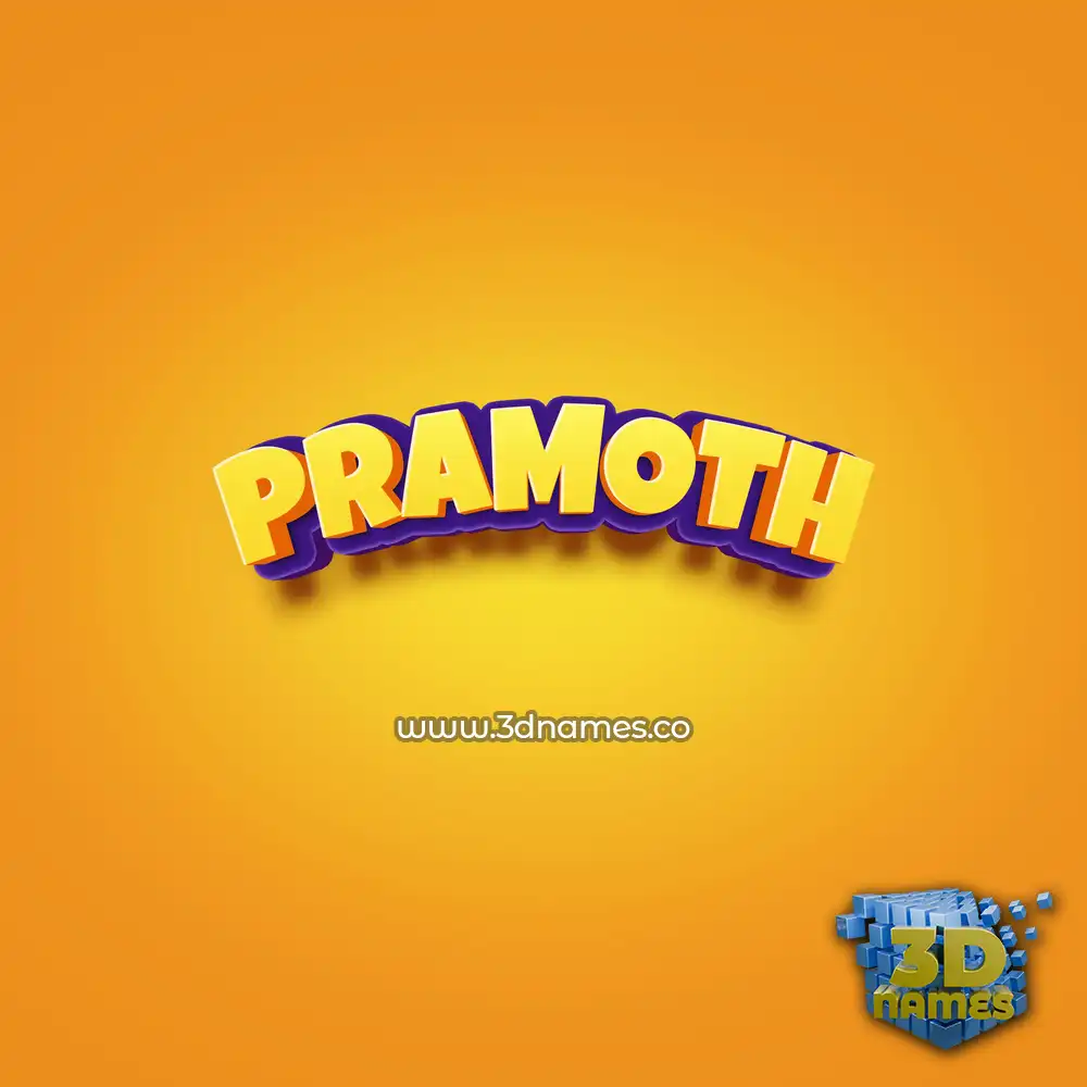 pramoth in Orange Toon style - 3D name wallpaper