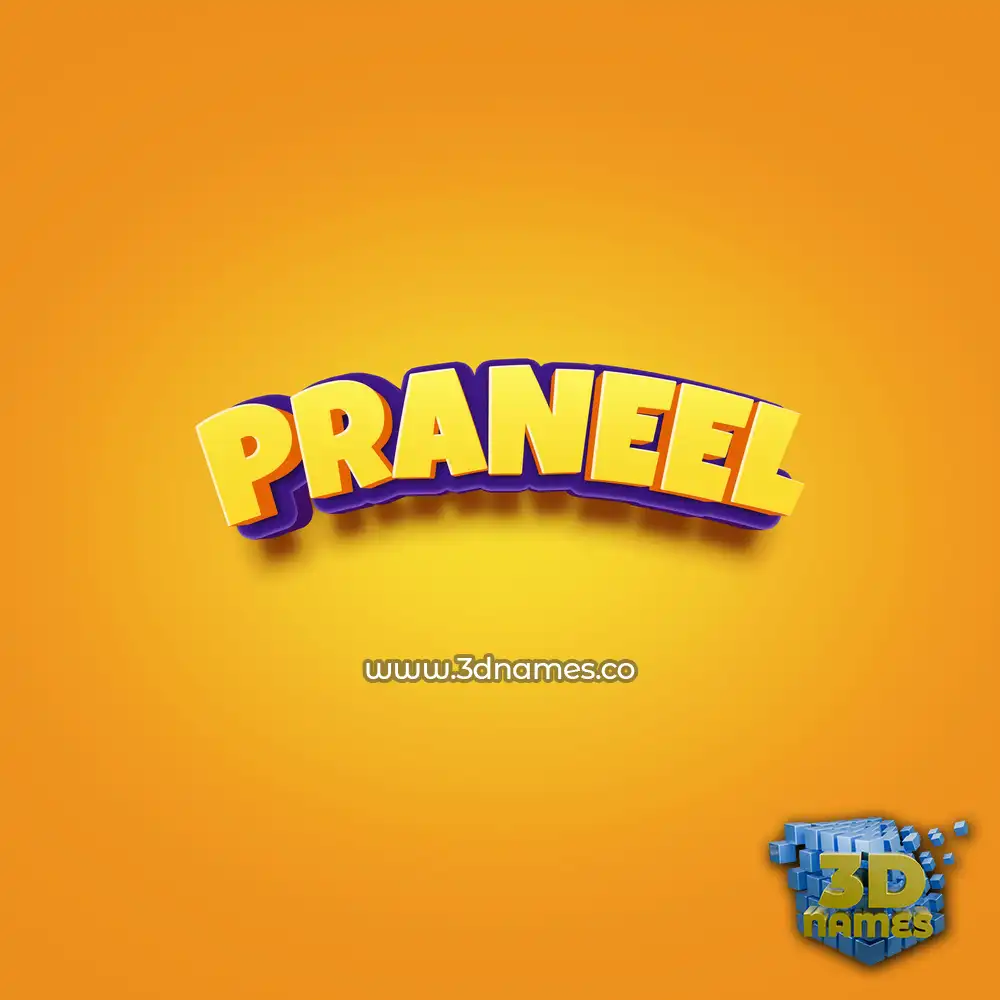 praneel in Orange Toon style - 3D name wallpaper