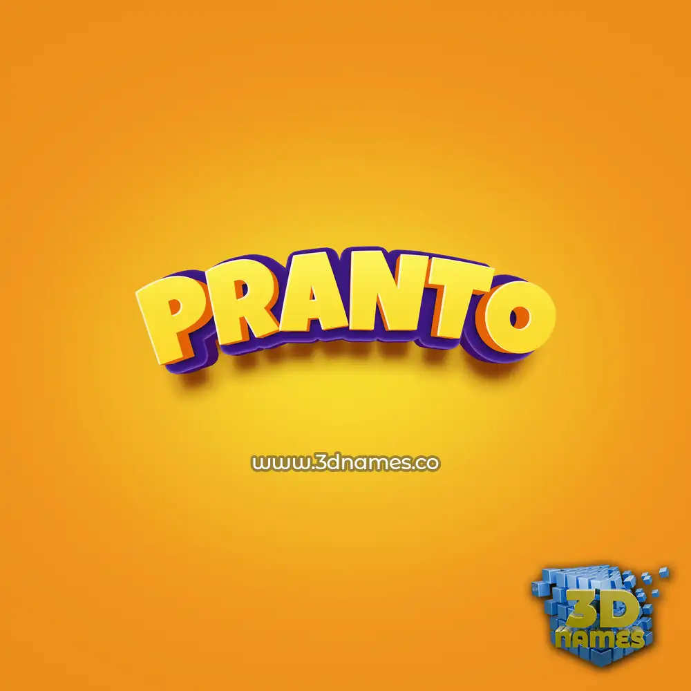 pranto in Orange Toon style - 3D name wallpaper