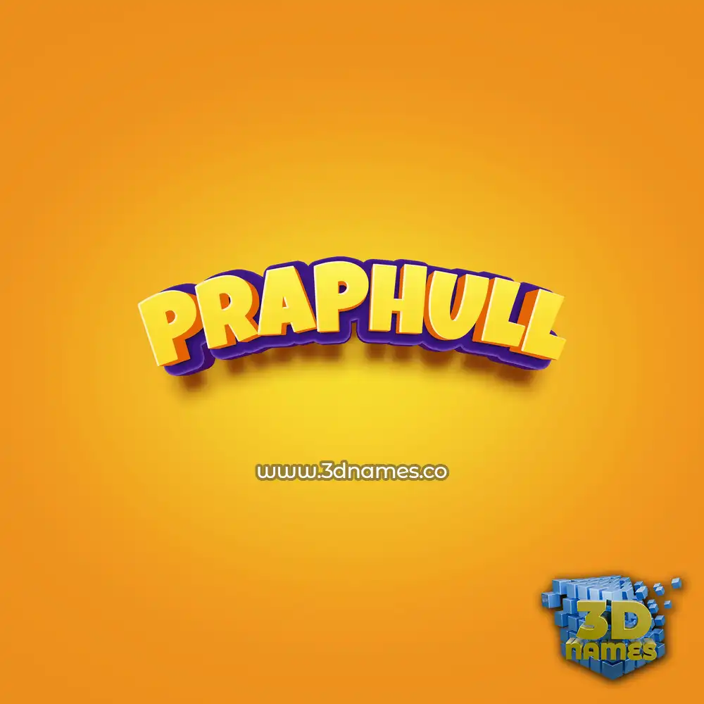 praphull in Orange Toon style - 3D name wallpaper