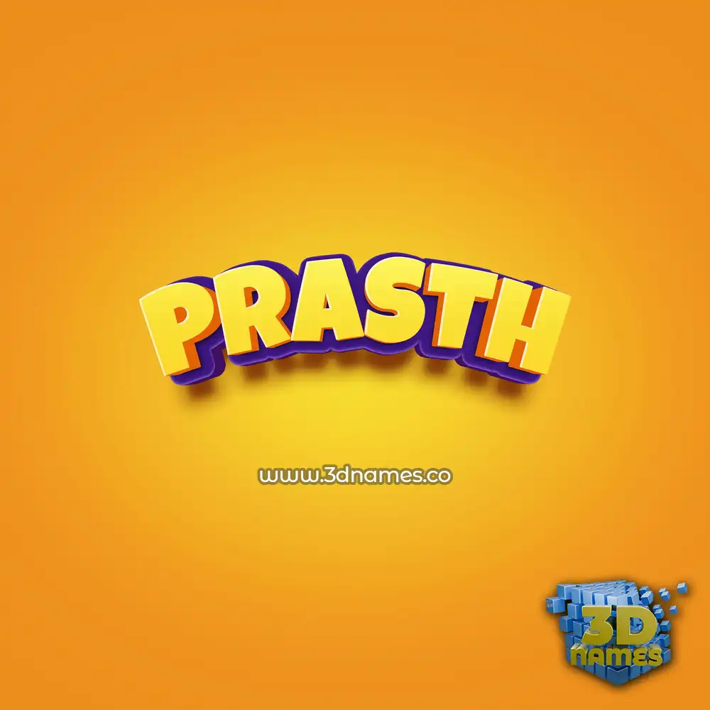 prasth in Orange Toon style - 3D name wallpaper