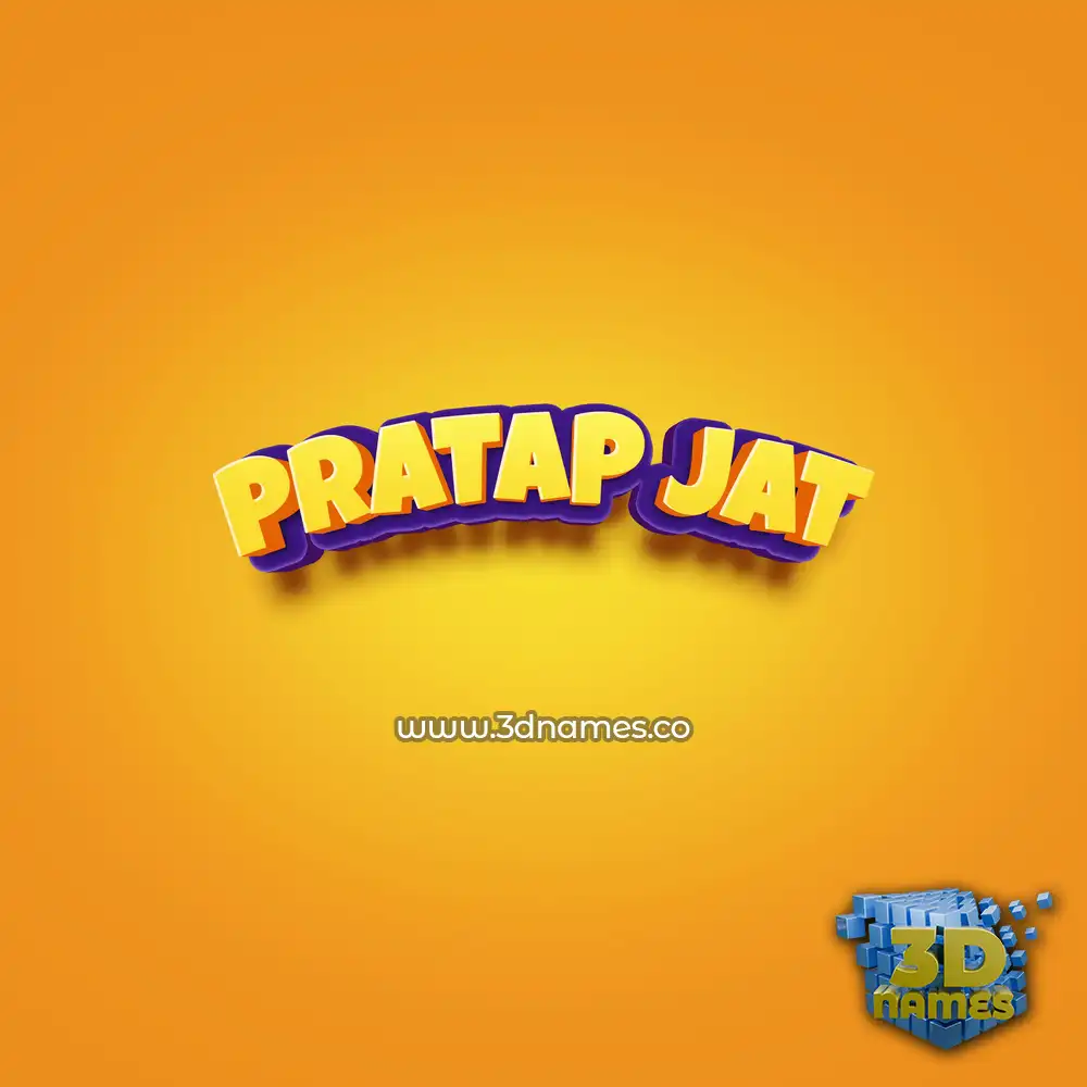 pratap jat in Orange Toon style - 3D name wallpaper