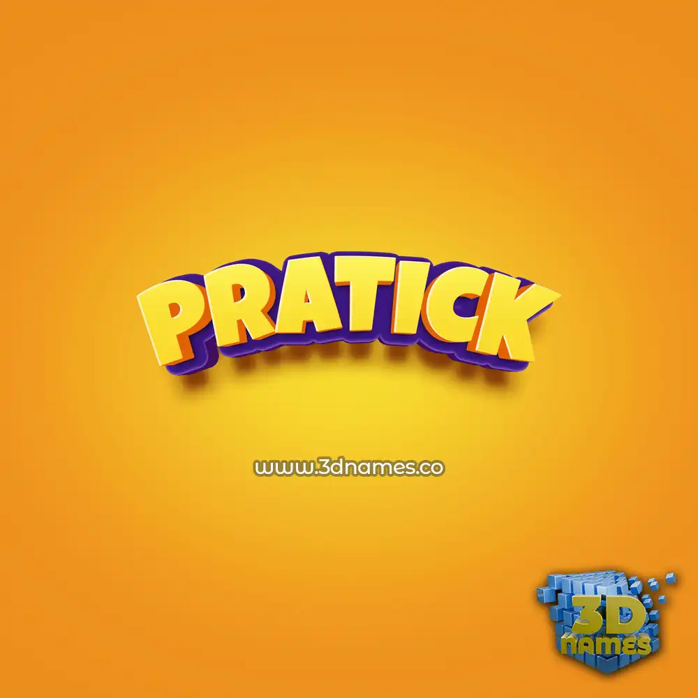 pratick in Orange Toon style - 3D name wallpaper