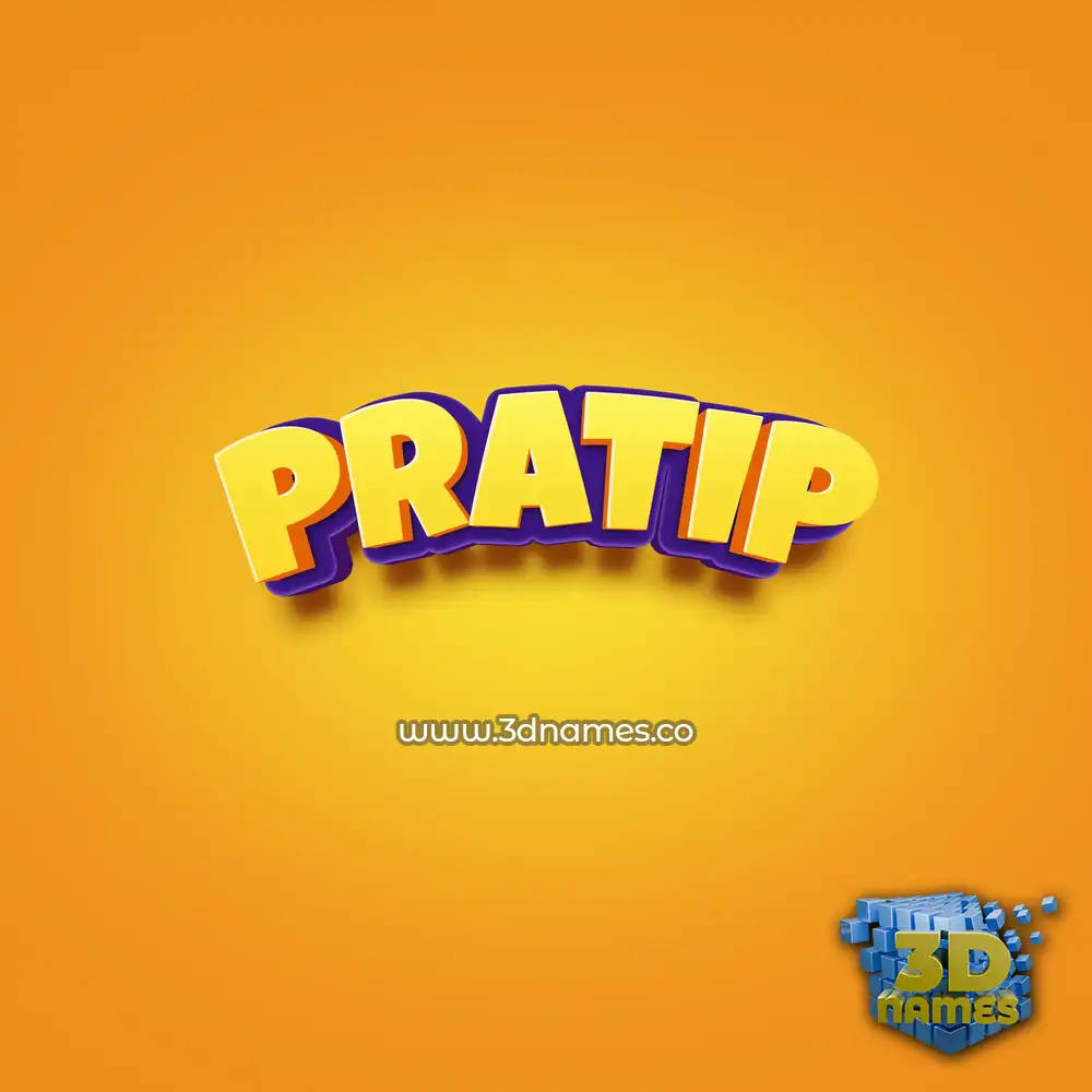 pratip in Orange Toon style - 3D name wallpaper