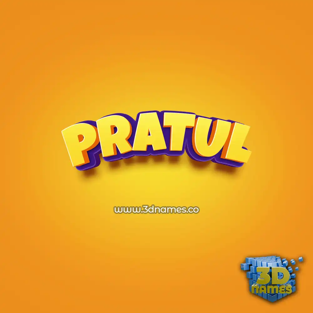 pratul in Orange Toon style - 3D name wallpaper