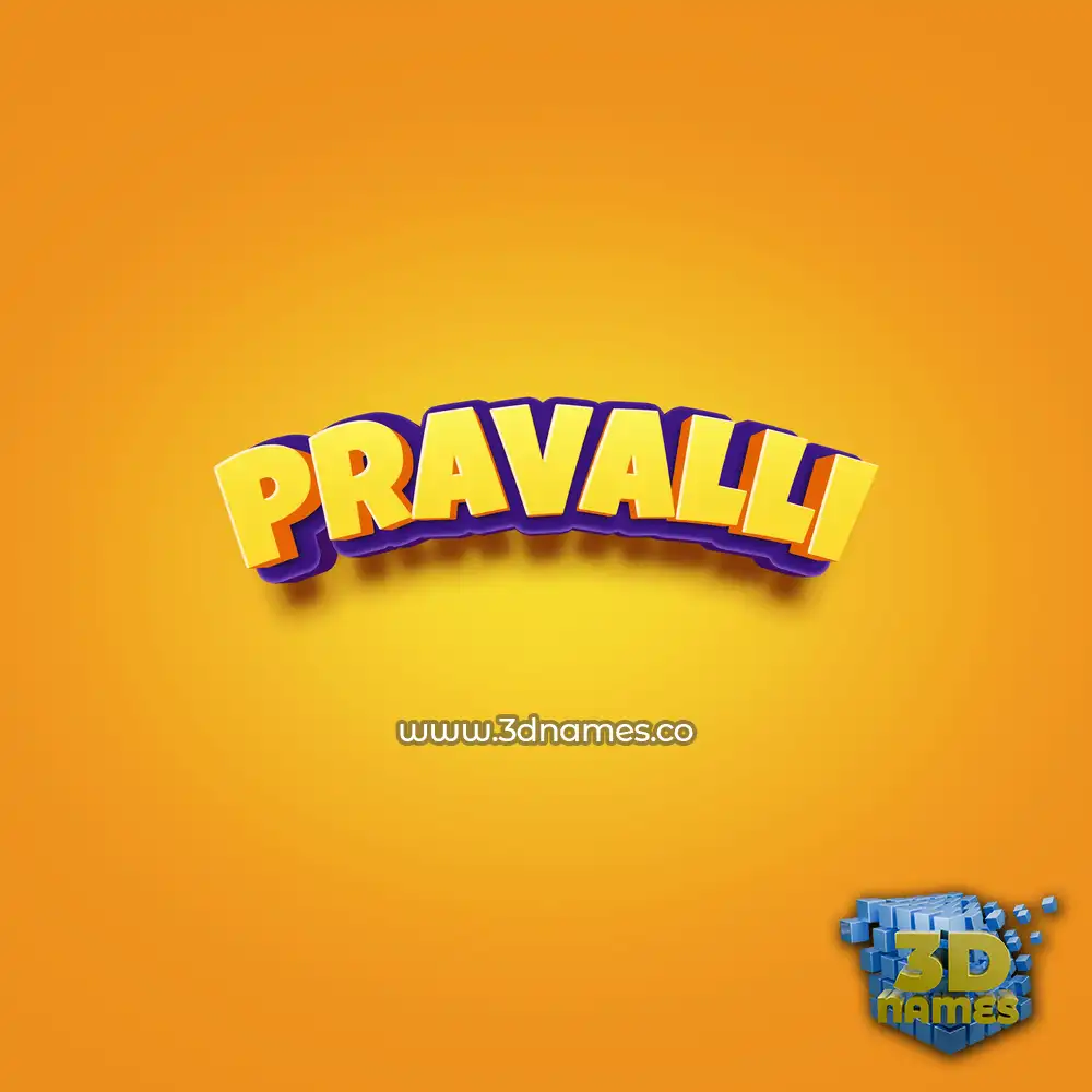 pravalli in Orange Toon style - 3D name wallpaper