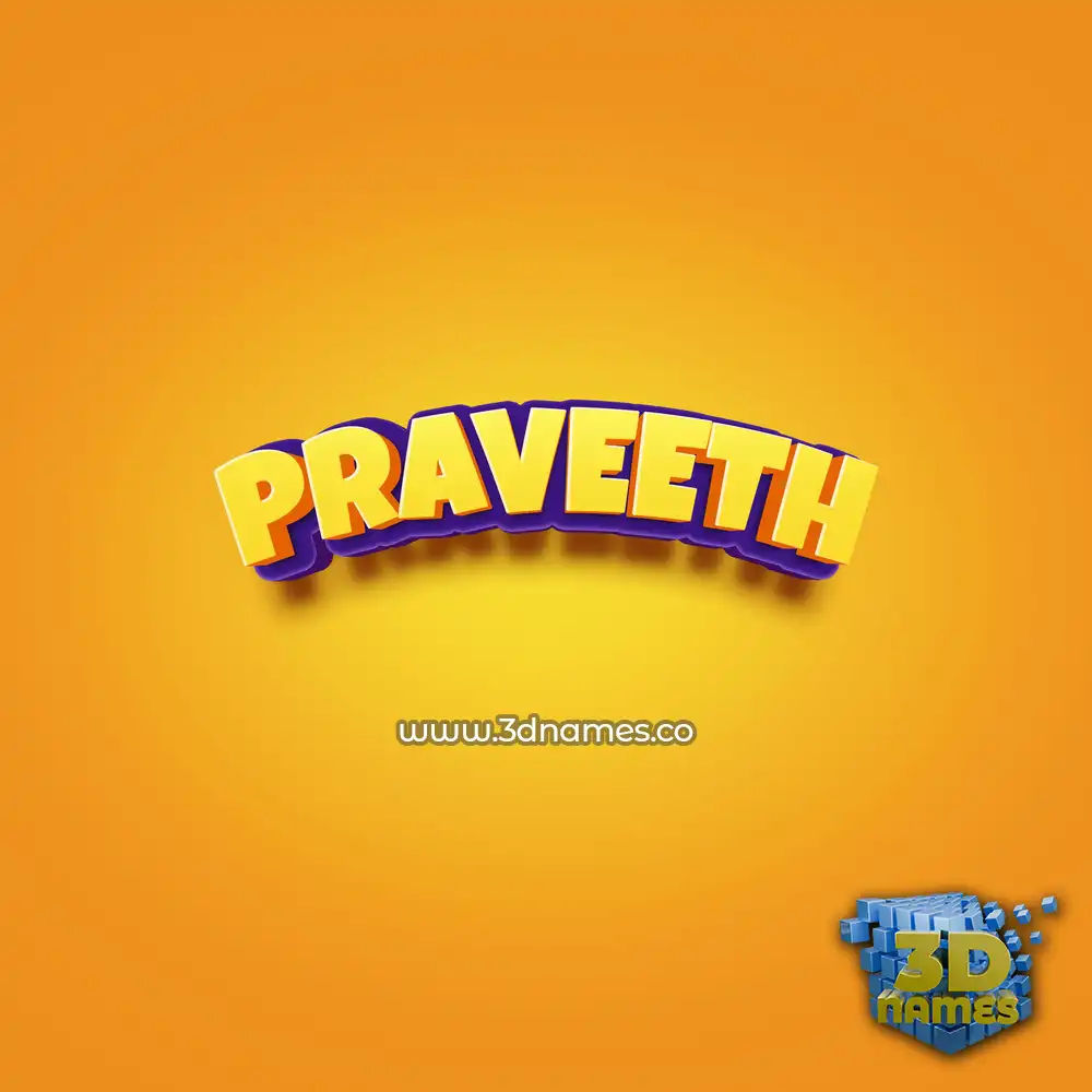 praveeth in Orange Toon style - 3D name wallpaper