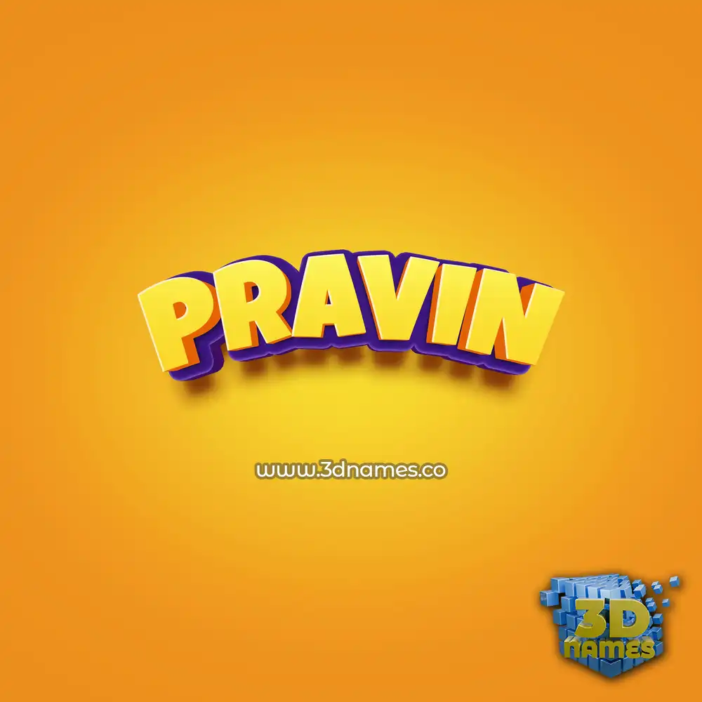 pravin in Orange Toon style - 3D name wallpaper