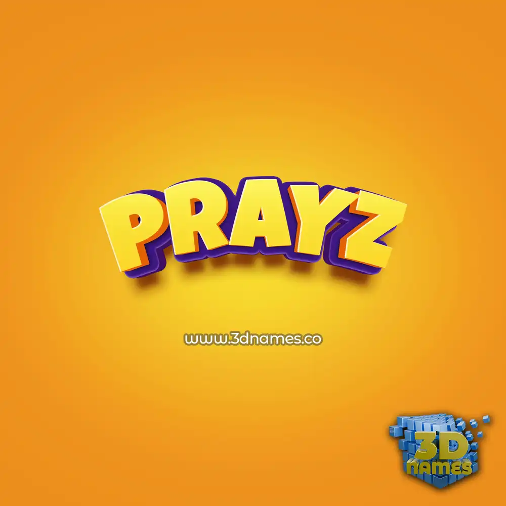 prayz in Orange Toon style - 3D name wallpaper