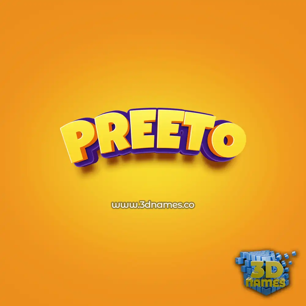 preeto in Orange Toon style - 3D name wallpaper