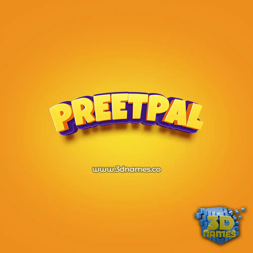preetpal in Orange Toon style - 3D name wallpaper