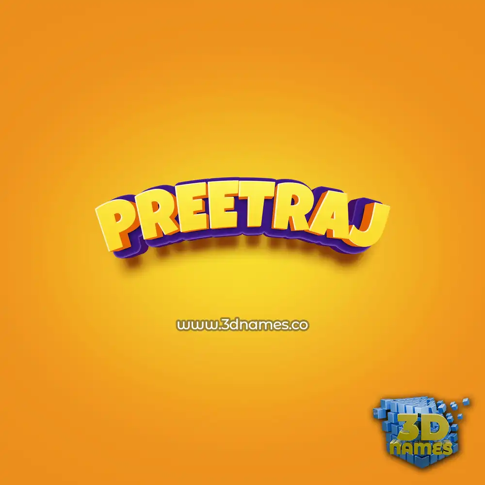 preetraj in Orange Toon style - 3D name wallpaper