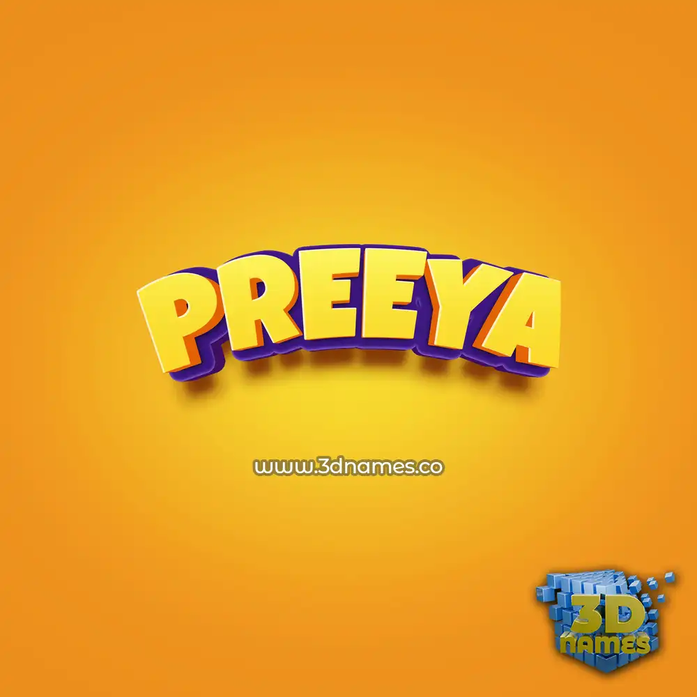 preeya in Orange Toon style - 3D name wallpaper
