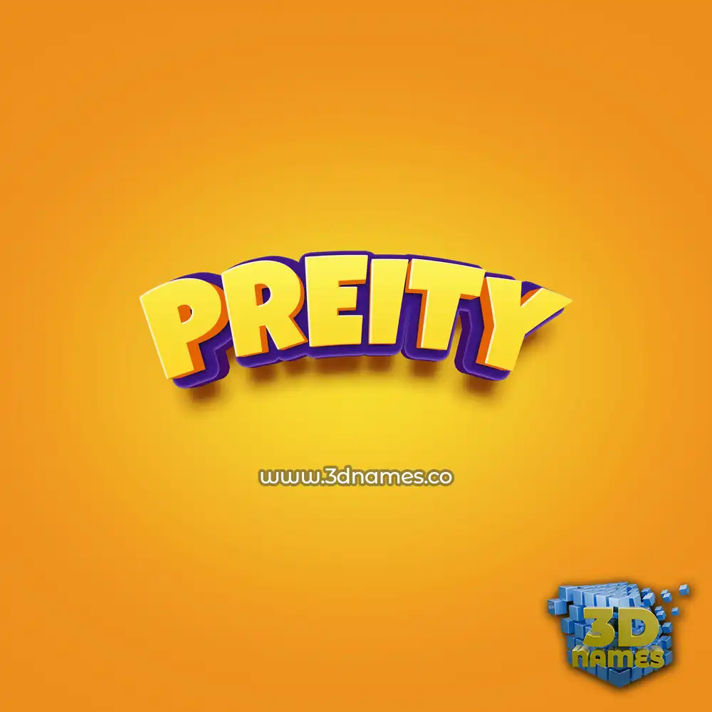 preity in Orange Toon style - 3D name wallpaper