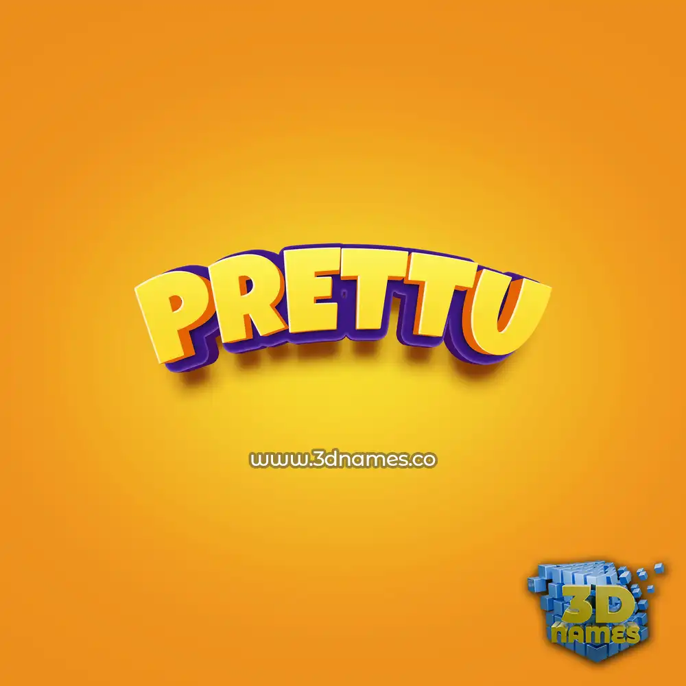 prettu in Orange Toon style - 3D name wallpaper