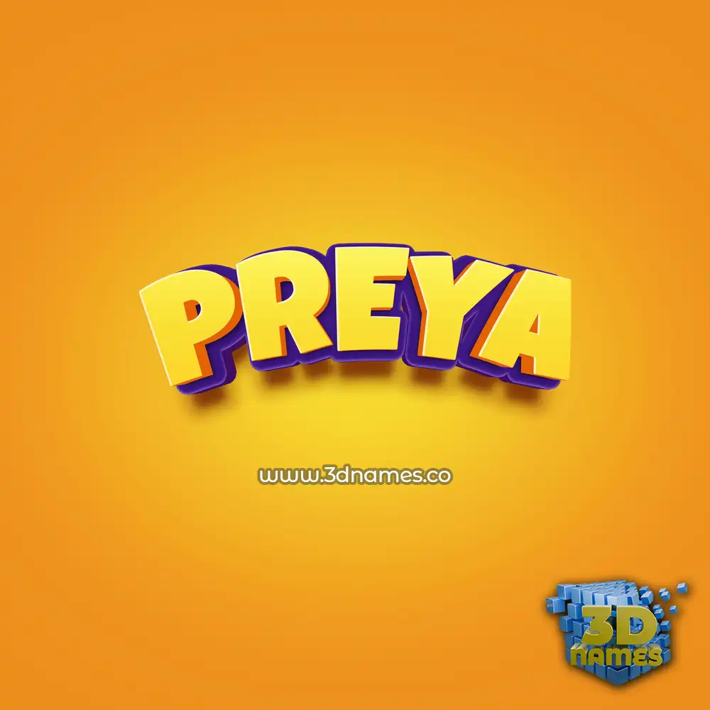 preya in Orange Toon style - 3D name wallpaper