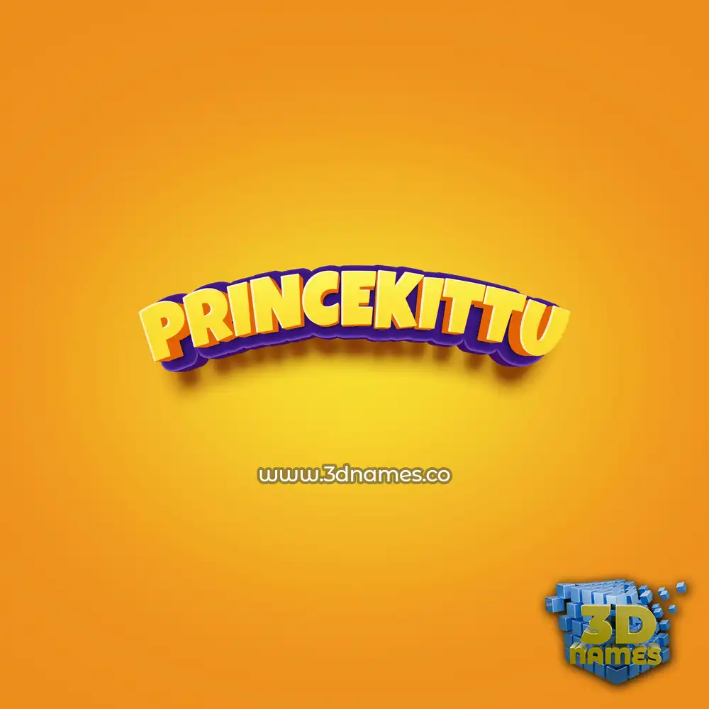 princekittu in Orange Toon style - 3D name wallpaper