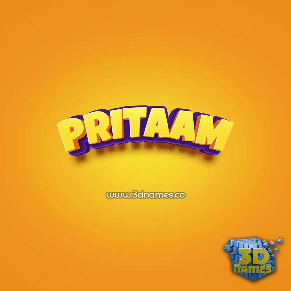 pritaam in Orange Toon style - 3D name wallpaper