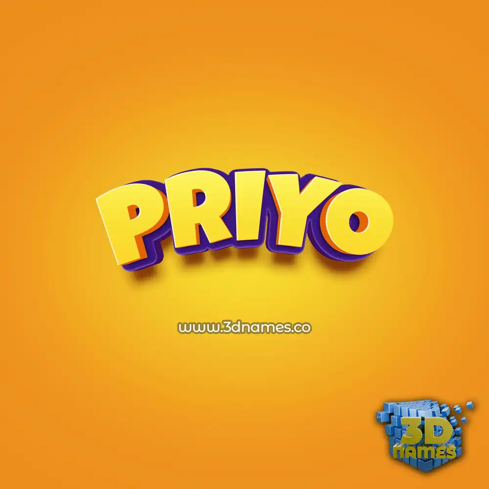 priyo in Orange Toon style - 3D name wallpaper
