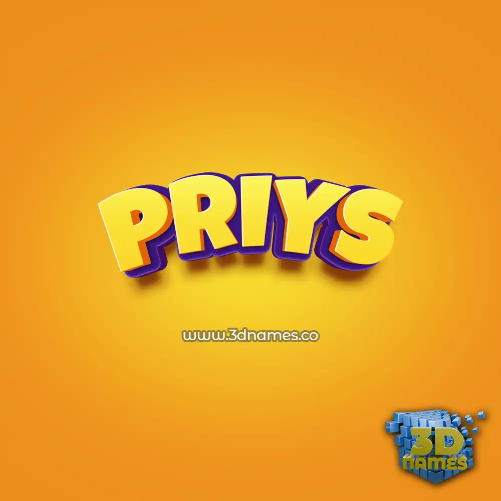 priys in Orange Toon style - 3D name wallpaper