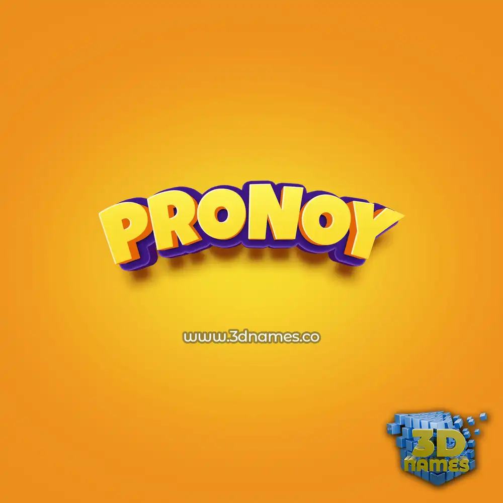 pronoy in Orange Toon style - 3D name wallpaper