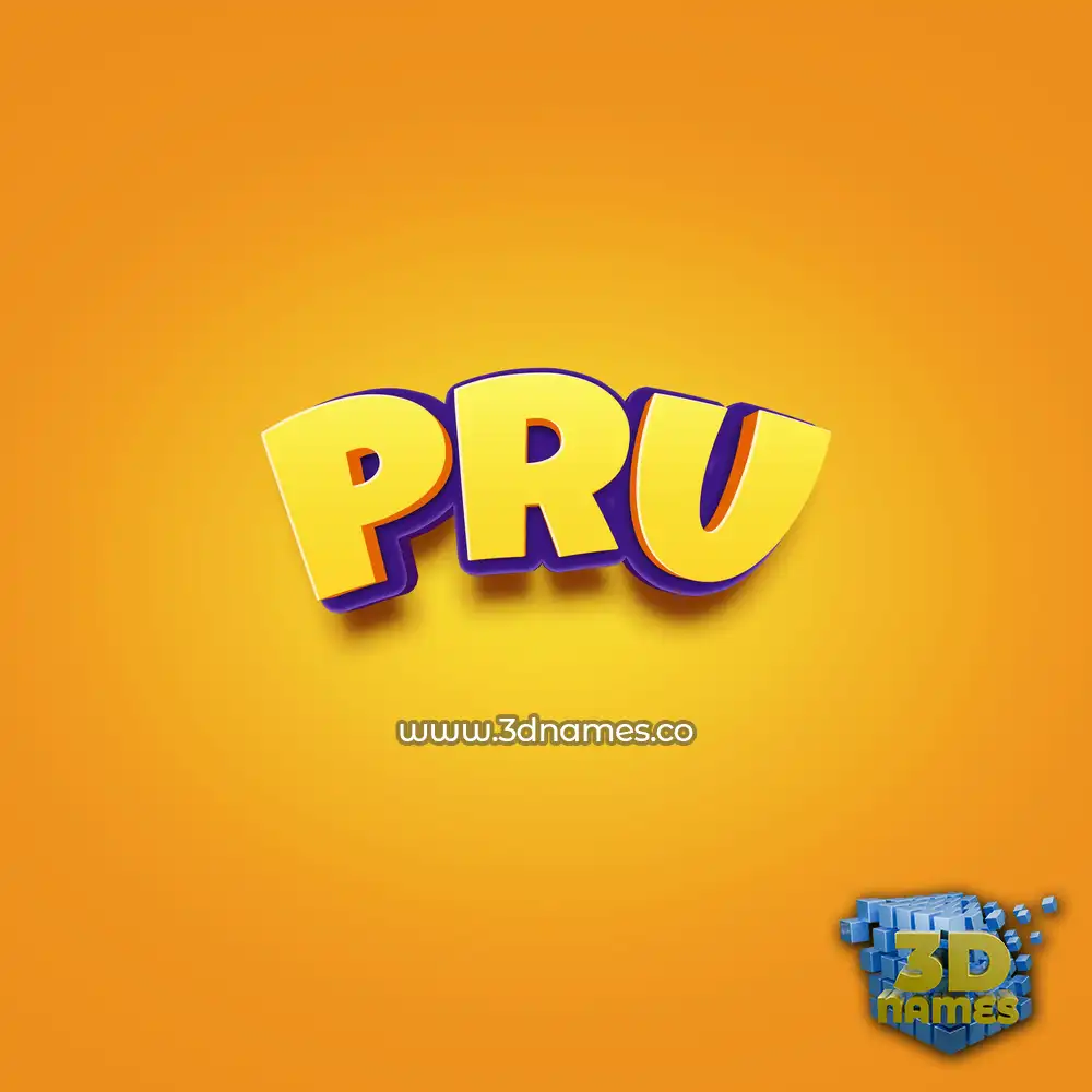 pru in Orange Toon style - 3D name wallpaper