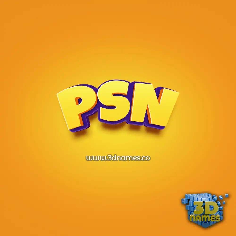 psn in Orange Toon style - 3D name wallpaper
