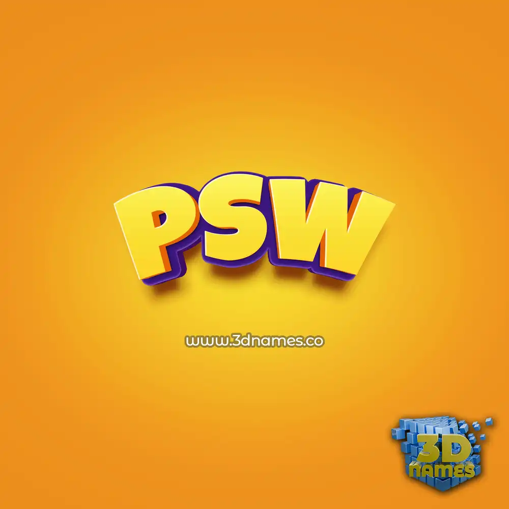 psw in Orange Toon style - 3D name wallpaper