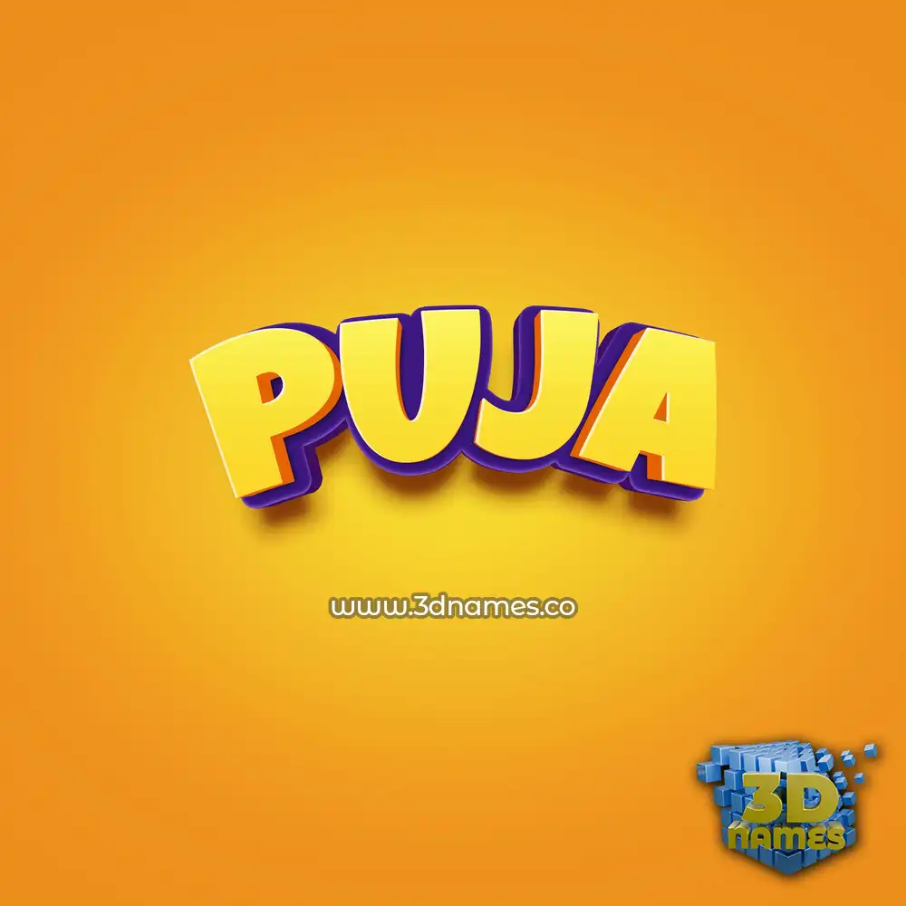 puja in Orange Toon style - 3D name wallpaper
