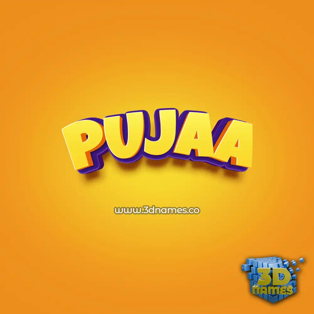 pujaa in Orange Toon style - 3D name wallpaper