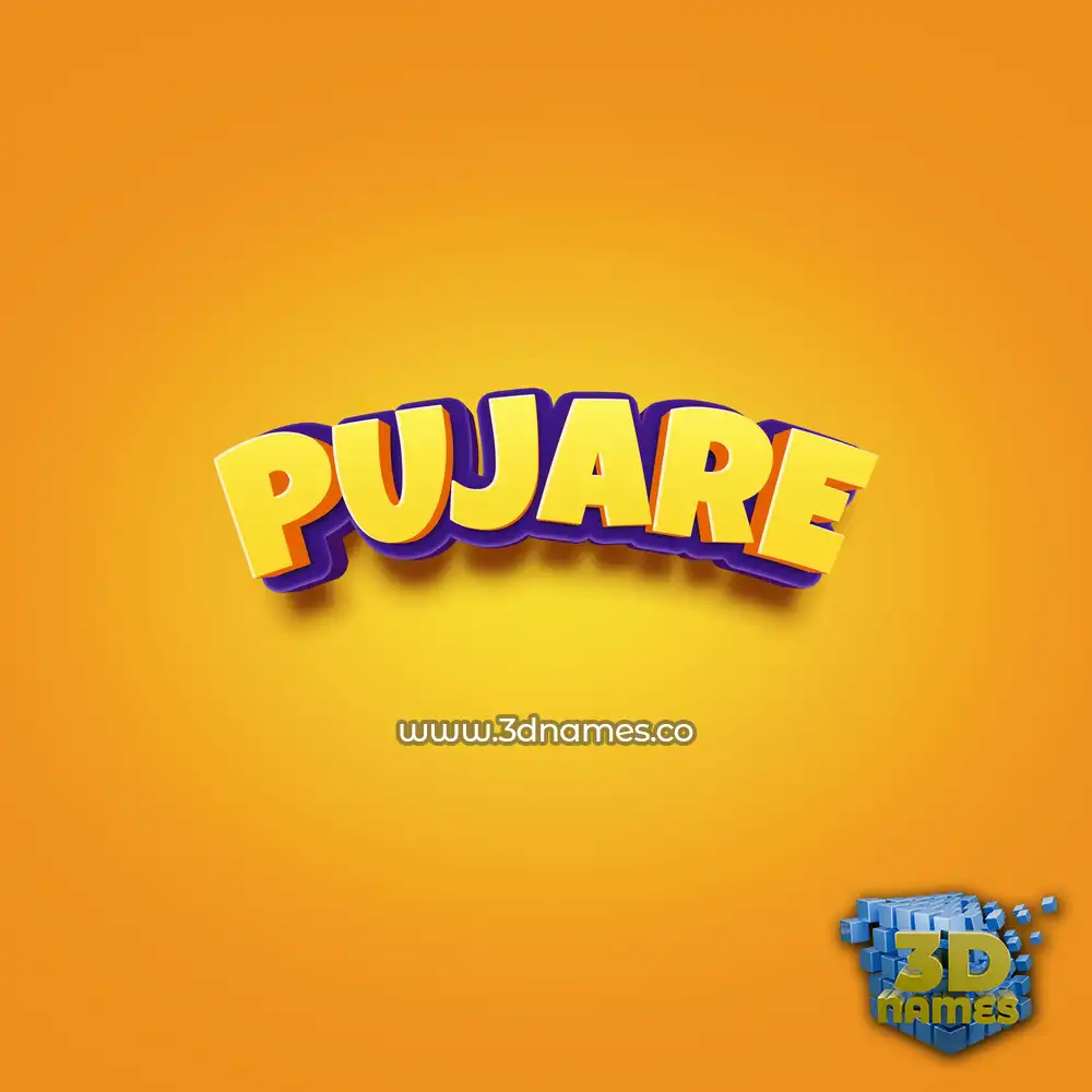 pujare in Orange Toon style - 3D name wallpaper