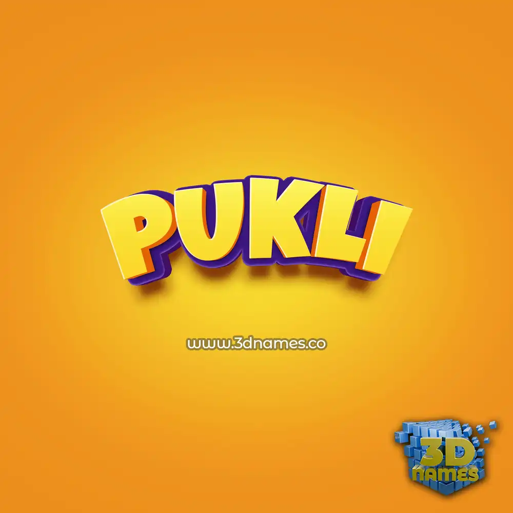 pukli in Orange Toon style - 3D name wallpaper