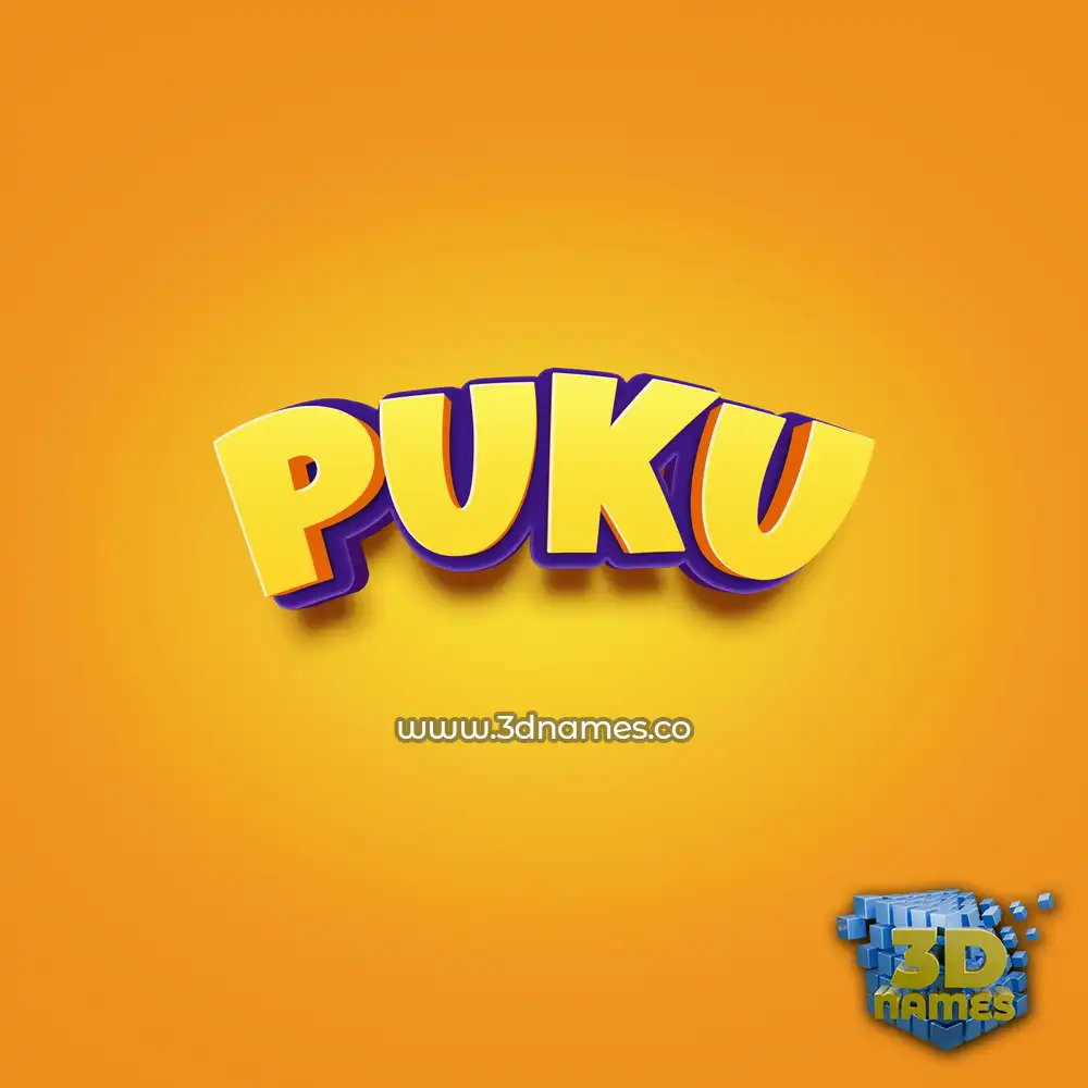 puku in Orange Toon style - 3D name wallpaper