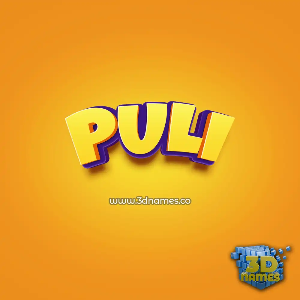 puli in Orange Toon style - 3D name wallpaper