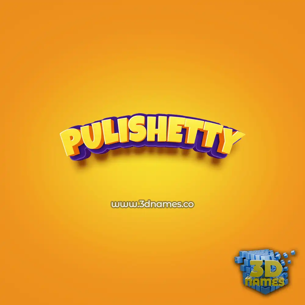 pulishetty in Orange Toon style - 3D name wallpaper