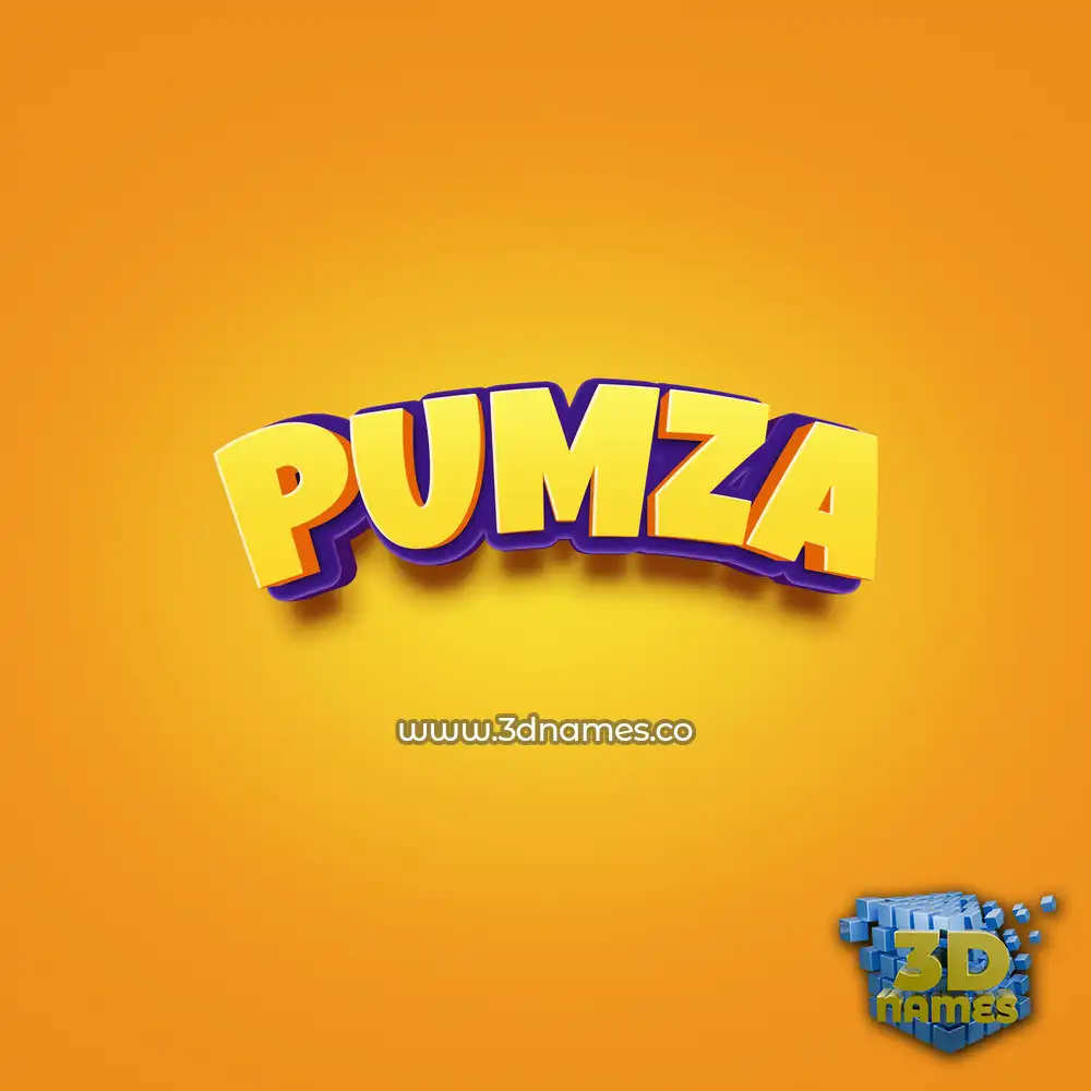 pumza in Orange Toon style - 3D name wallpaper