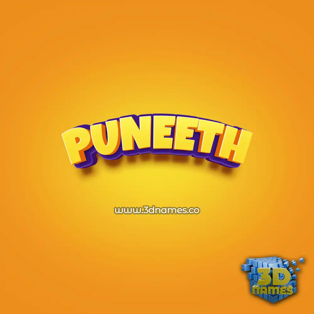 puneeth in Orange Toon style - 3D name wallpaper