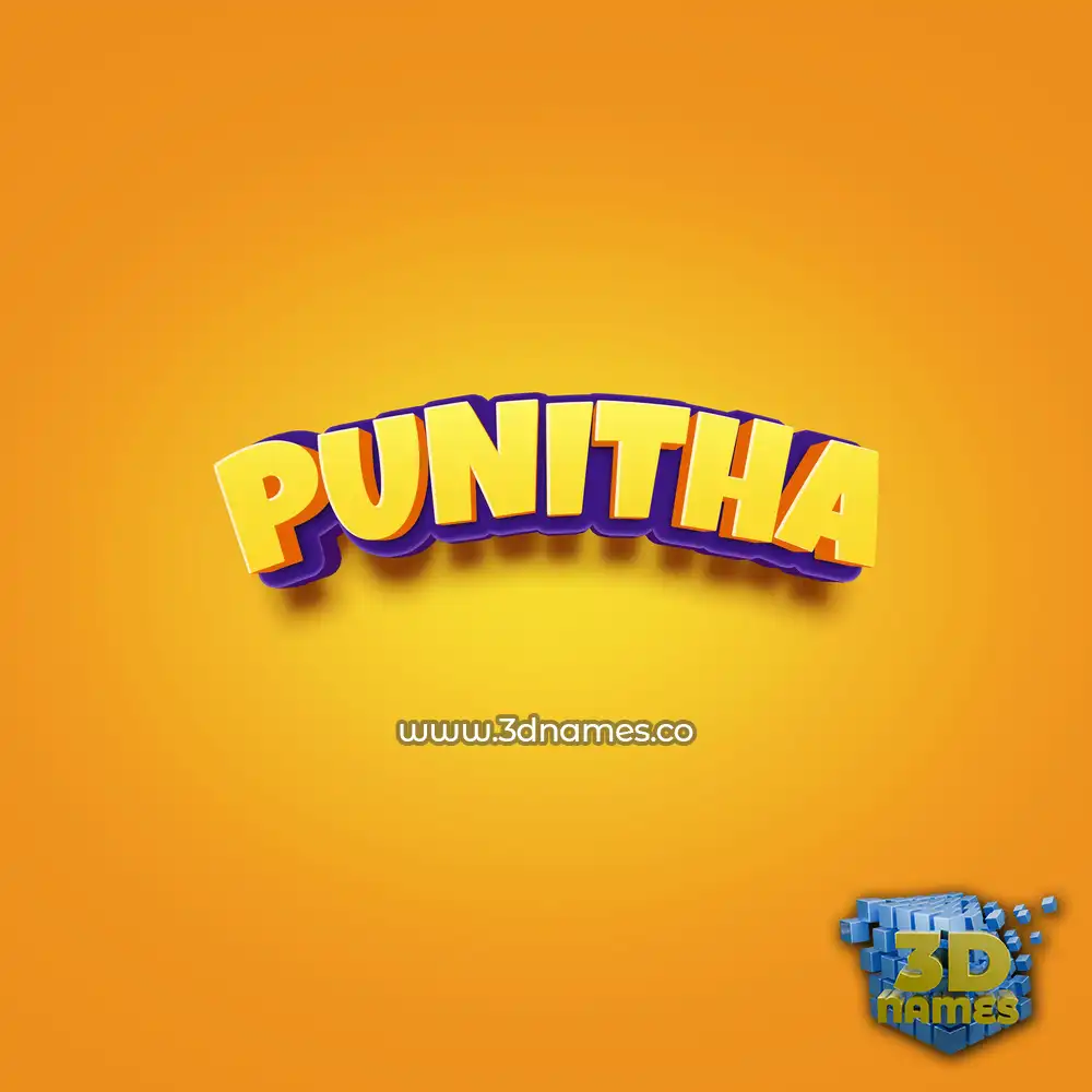 punitha in Orange Toon style - 3D name wallpaper