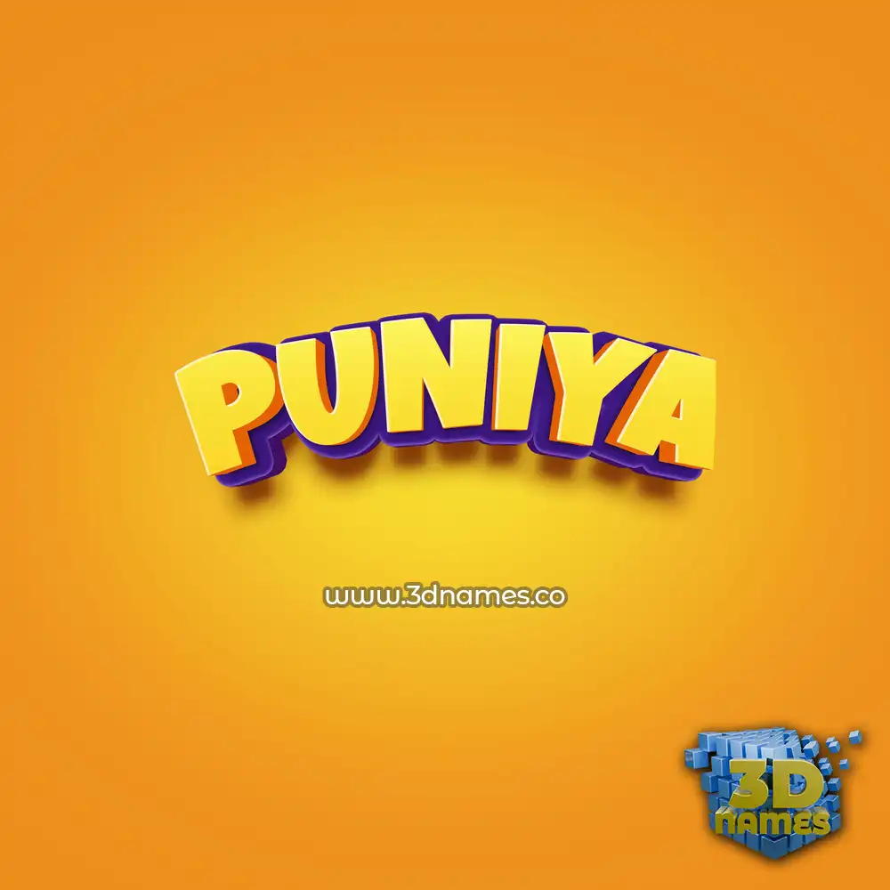 puniya in Orange Toon style - 3D name wallpaper