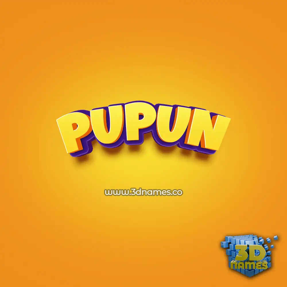 pupun in Orange Toon style - 3D name wallpaper
