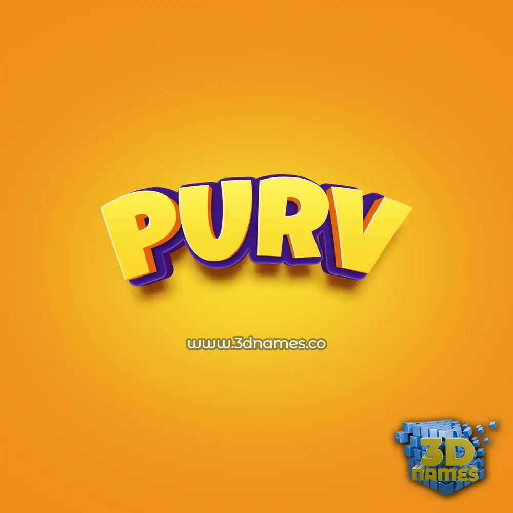 purv in Orange Toon style - 3D name wallpaper