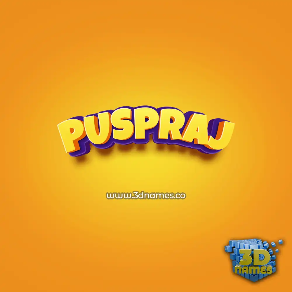 puspraj in Orange Toon style - 3D name wallpaper