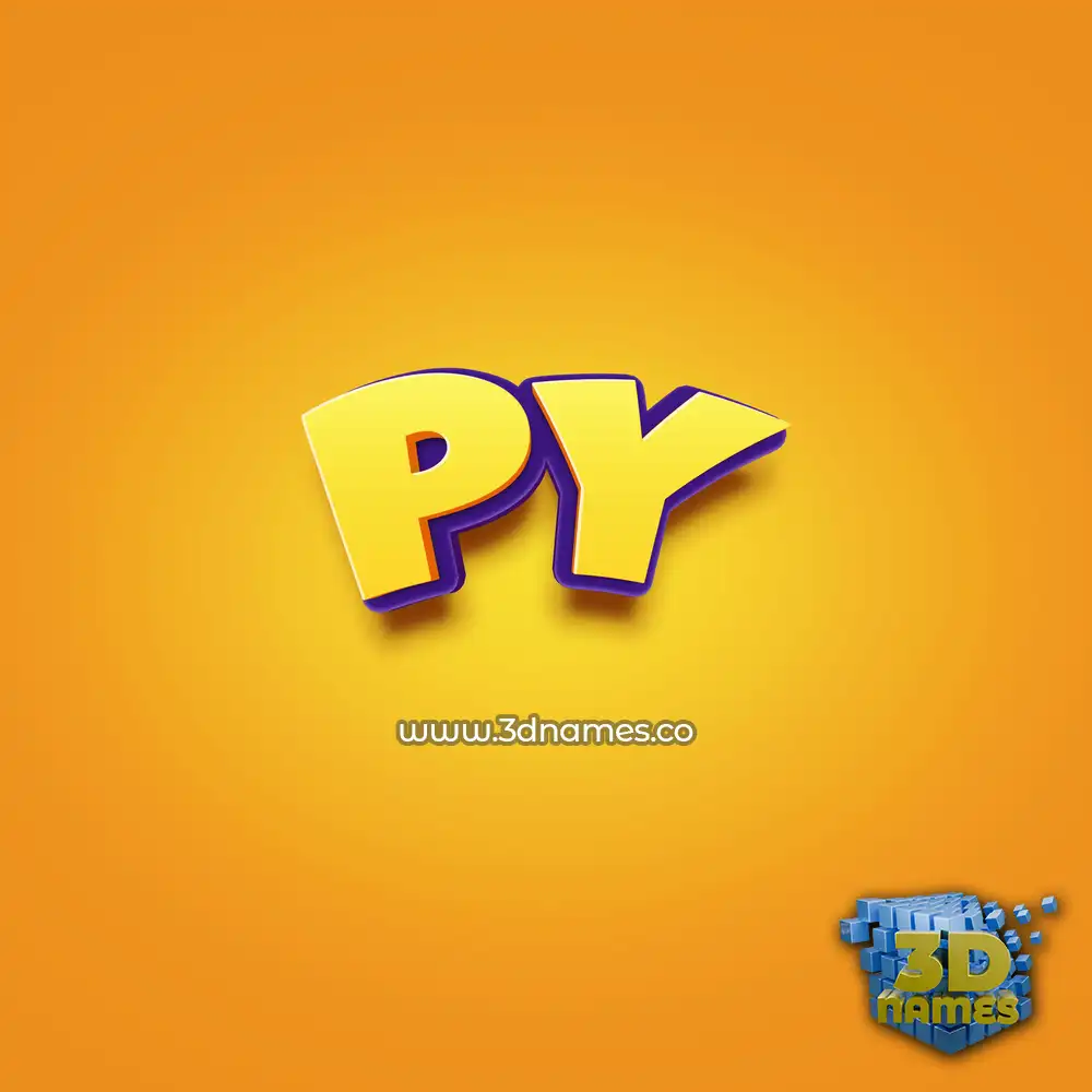 py in Orange Toon style - 3D name wallpaper