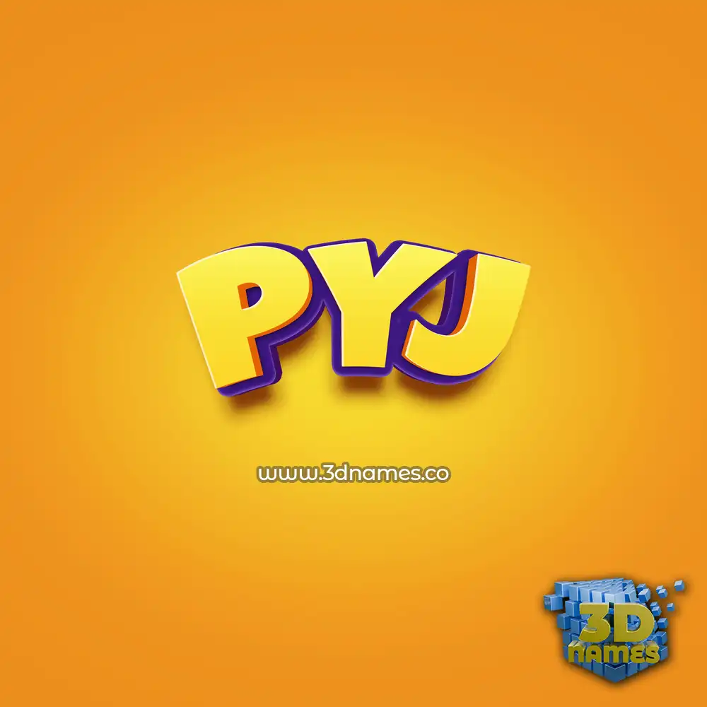 pyj in Orange Toon style - 3D name wallpaper