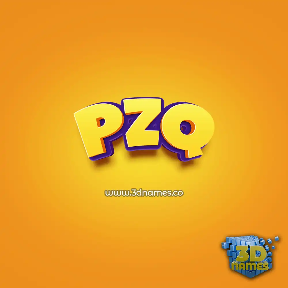 pzq in Orange Toon style - 3D name wallpaper