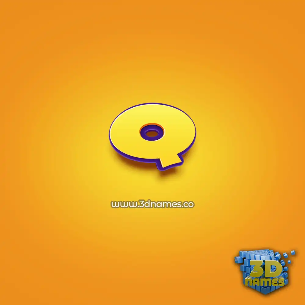 q in Orange Toon style - 3D name wallpaper