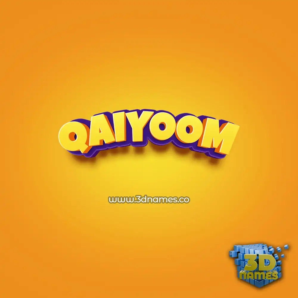 qaiyoom in Orange Toon style - 3D name wallpaper